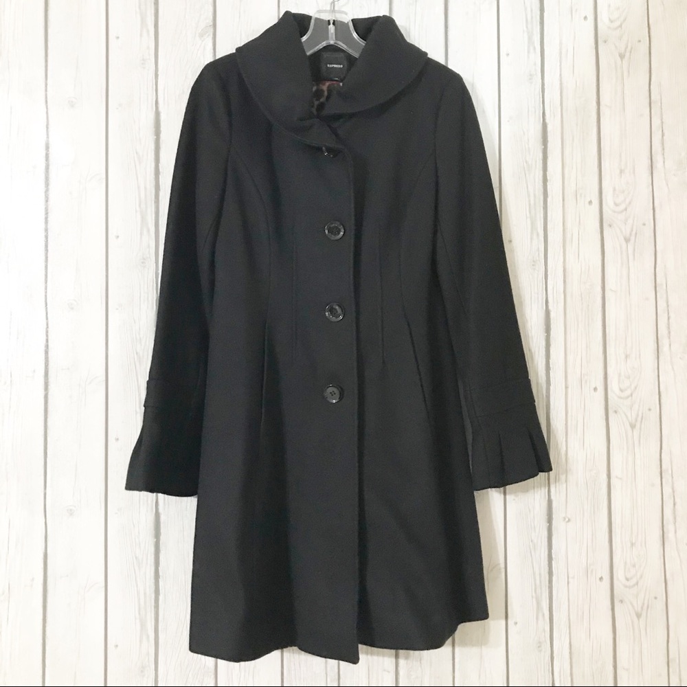 Express Wool Coat With Leopard Print Interior (Xs) - image 1